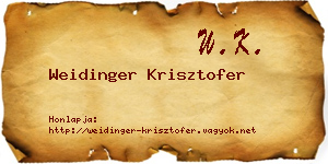 Weidinger Krisztofer névjegykártya